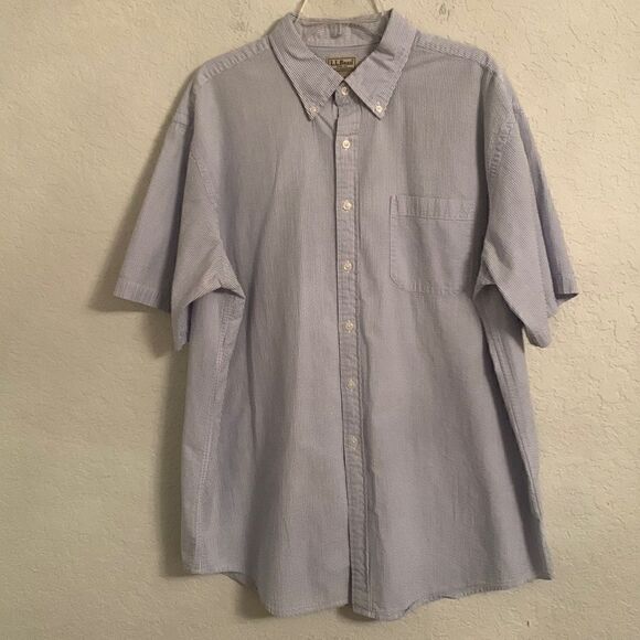 LLBean Men’s Striped Short Sleeve Buttons Closure Shirt Size XL - Picture 1 of 7